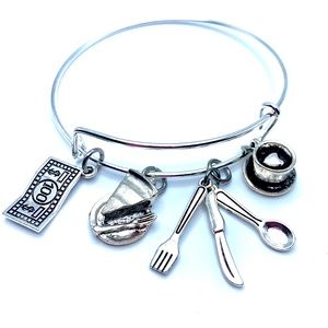 Waitress Bracelet Bangle Charm May Be Personalized Restaurant Themed Cha…